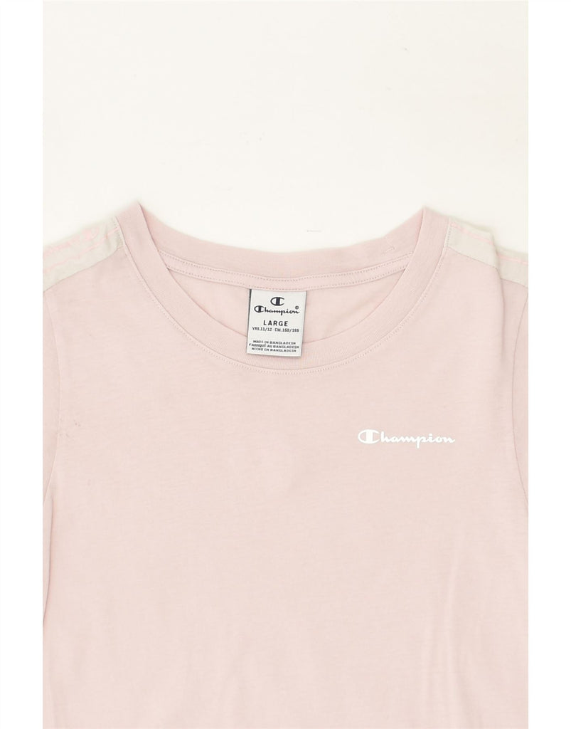 CHAMPION Girls T-Shirt Top 11-12 Years Large Pink Cotton | Vintage Champion | Thrift | Second-Hand Champion | Used Clothing | Messina Hembry 