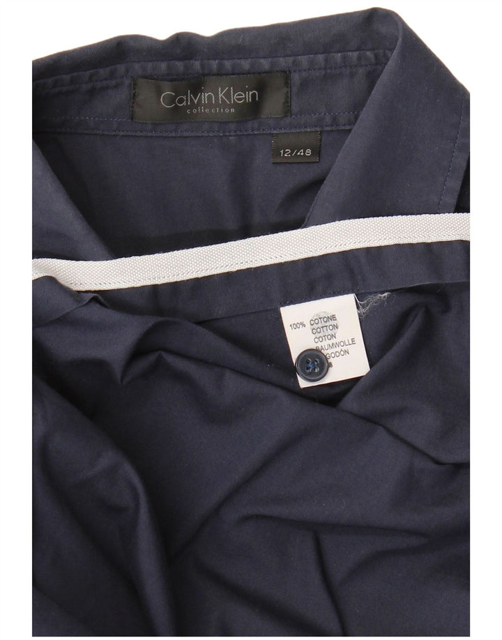 Calvin Klein Womens Shirt US 12 Large Navy Blue Cotton