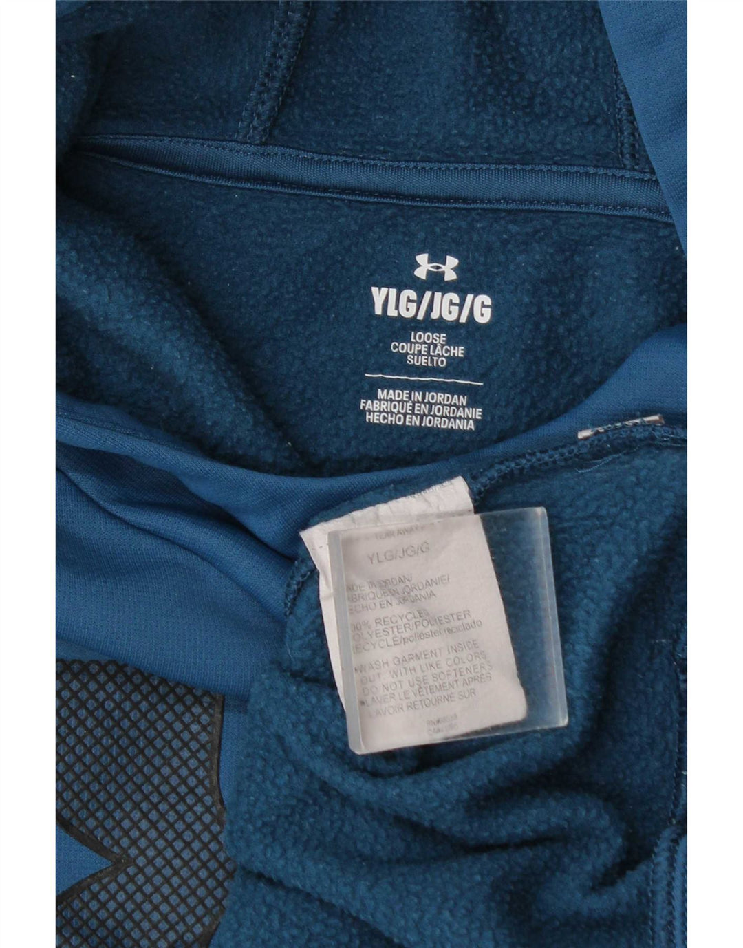 Under Armour Boys Graphic Hoodie Jumper 11-12 Years Large Blue Polyester