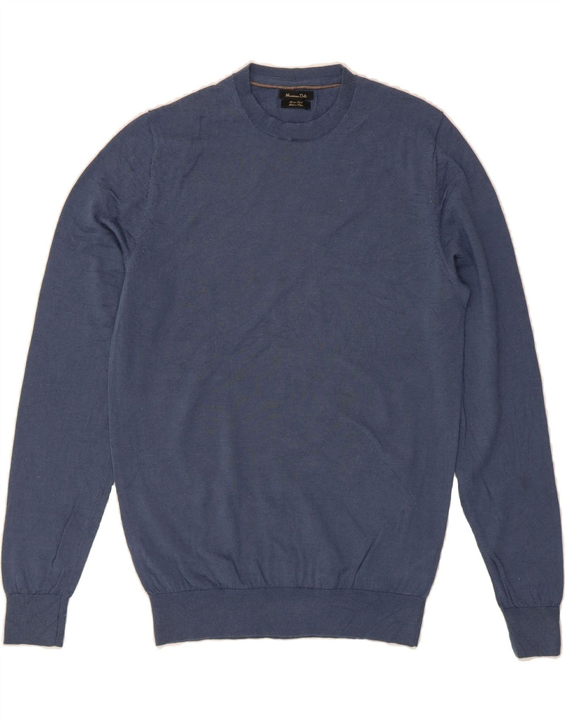 MASSIMO DUTTI Mens Crew Neck Jumper Sweater Medium Blue Wool Vintage Massimo Dutti and Second-Hand Massimo Dutti from Messina Hembry 