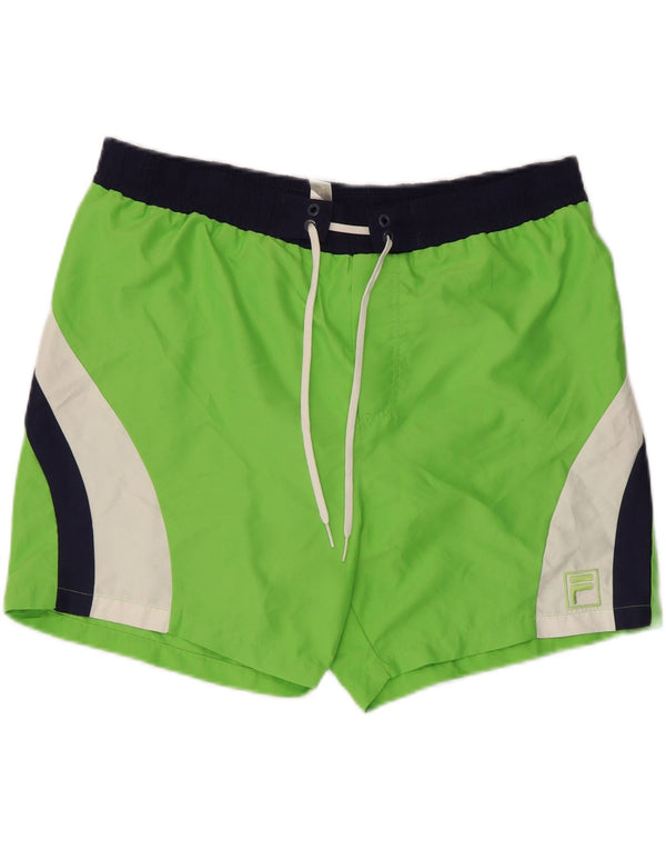 Fila Mens Swimming Shorts Medium  Green Colourblock Polyester