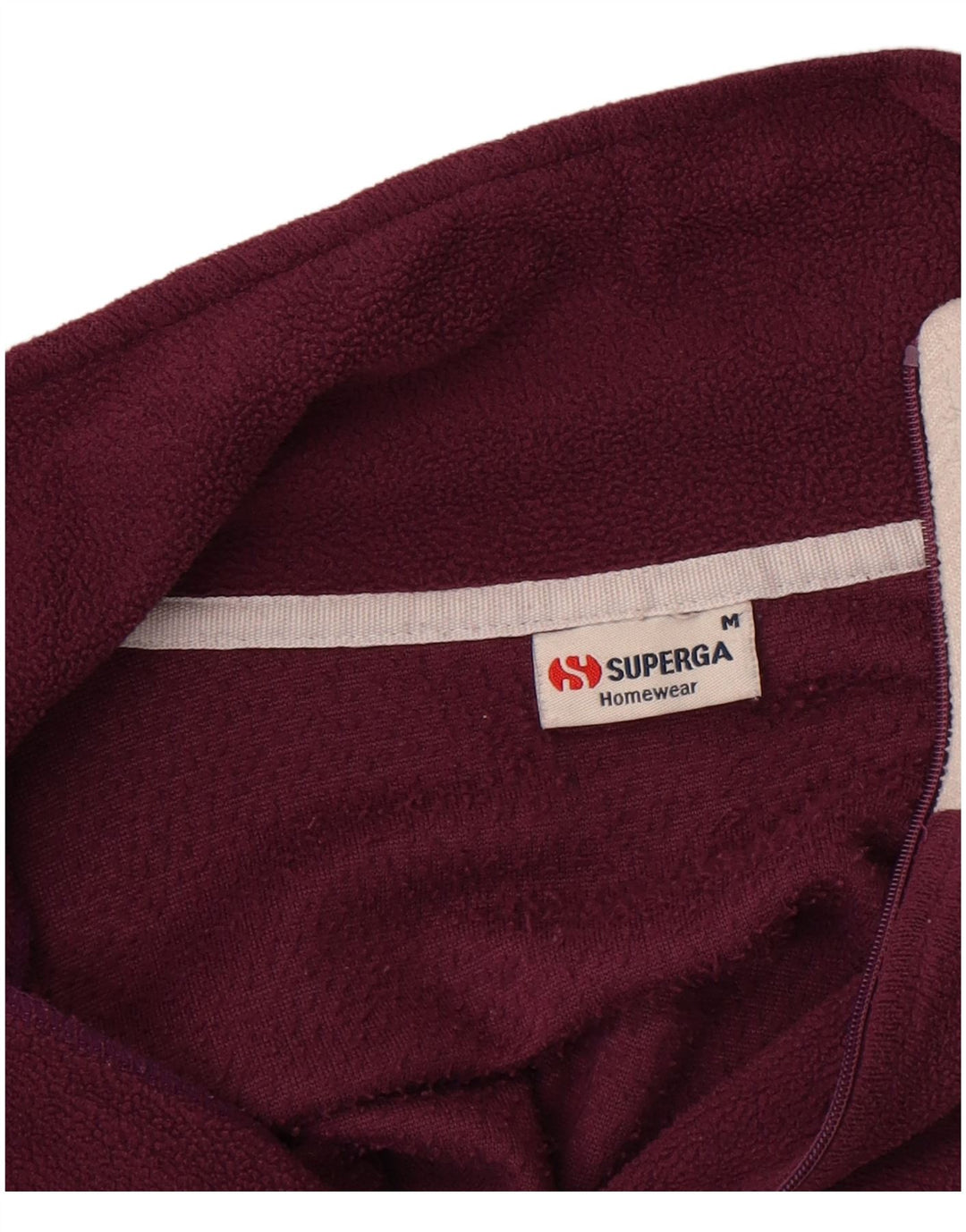 Superga Mens Zip Neck Fleece Jumper Medium Burgundy Colourblock