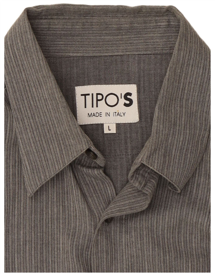 Tipo' S Mens Flannel Shirt Large Grey Pinstripe