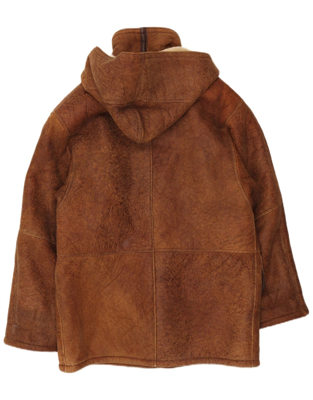 VINTAGE Mens Hooded Shearling Jacket IT 50 Large Brown Shearling
