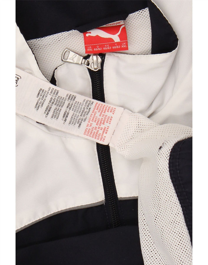 PUMA Mens Graphic Tracksuit Top Jacket 2XL Navy Blue Colourblock Polyester