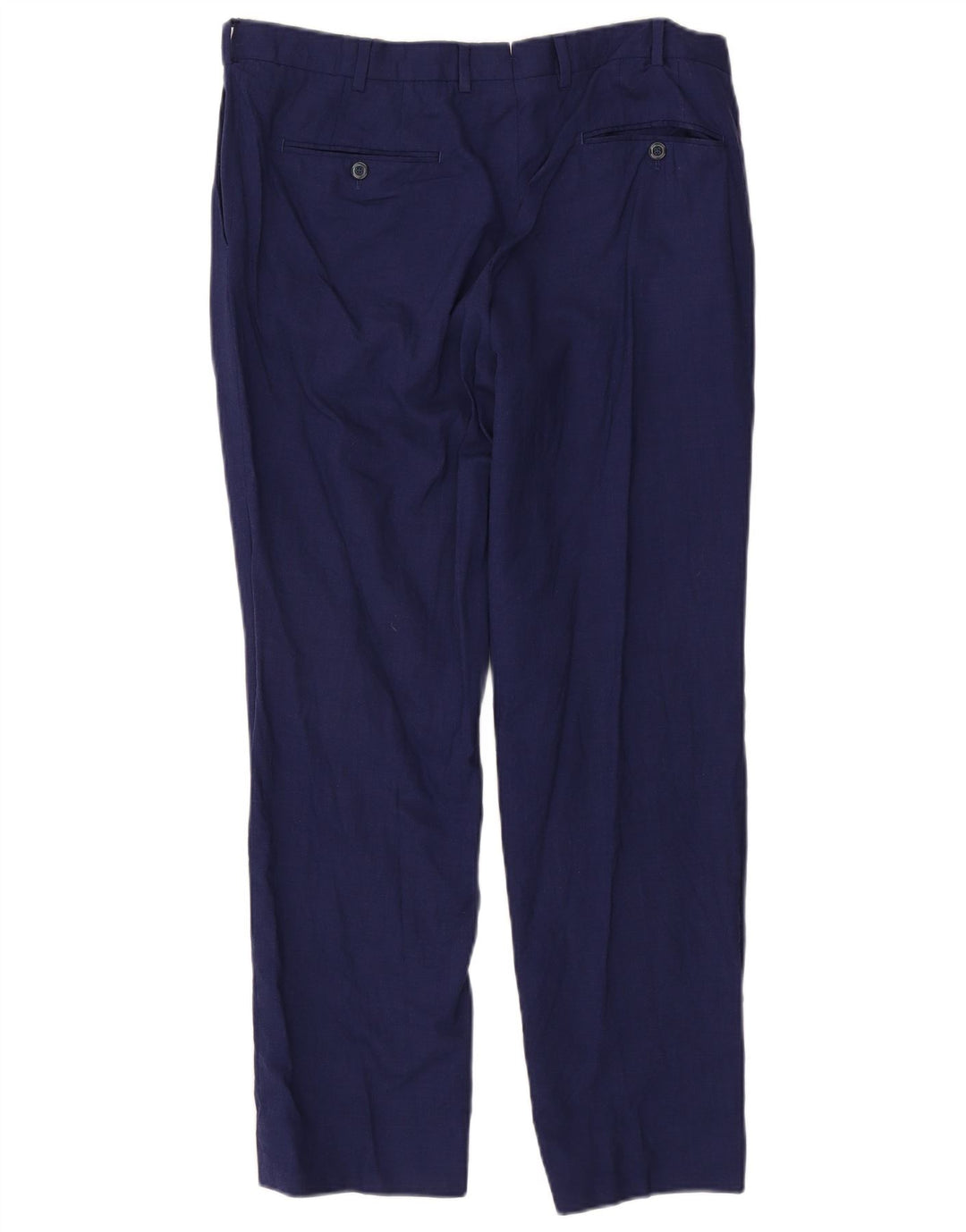 Massimo Dutti Mens Straight Suit Trousers W34 L29 Navy Blue