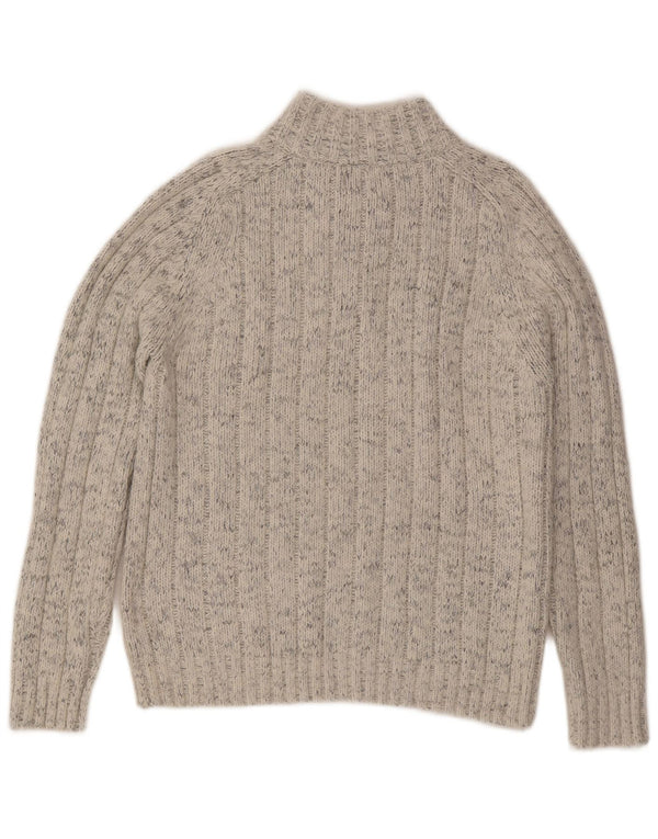 Marks & Spencer Mens Zip Neck Jumper Sweater Medium Beige Flecked Acrylic