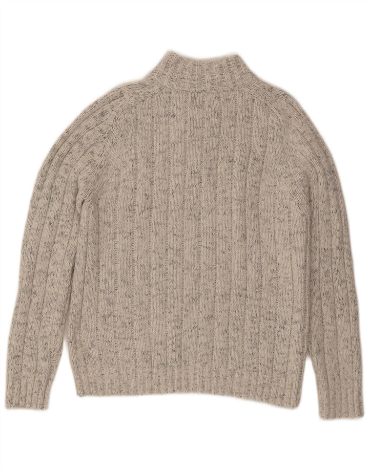 Marks & Spencer Mens Zip Neck Jumper Sweater Medium Beige Flecked Acrylic