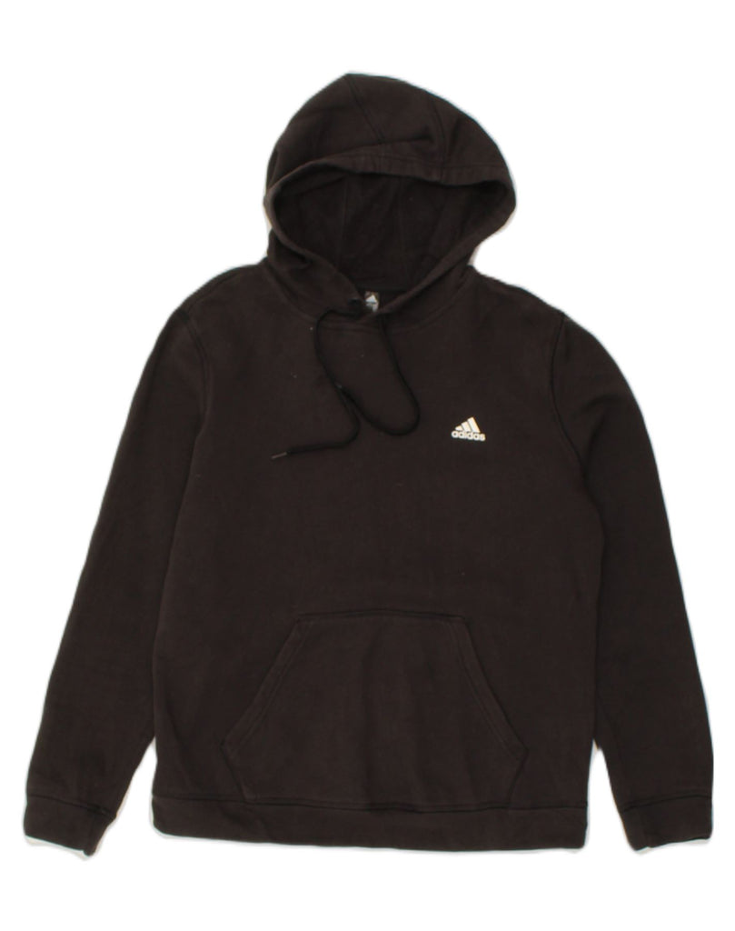 ADIDAS Womens Hoodie Jumper UK 12/14 Medium Black Cotton | Vintage Adidas | Thrift | Second-Hand Adidas | Used Clothing | Messina Hembry 