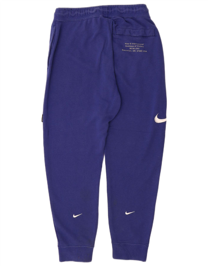 NIKE Womens Tracksuit Trousers Joggers UK 12 Medium  Blue Cotton