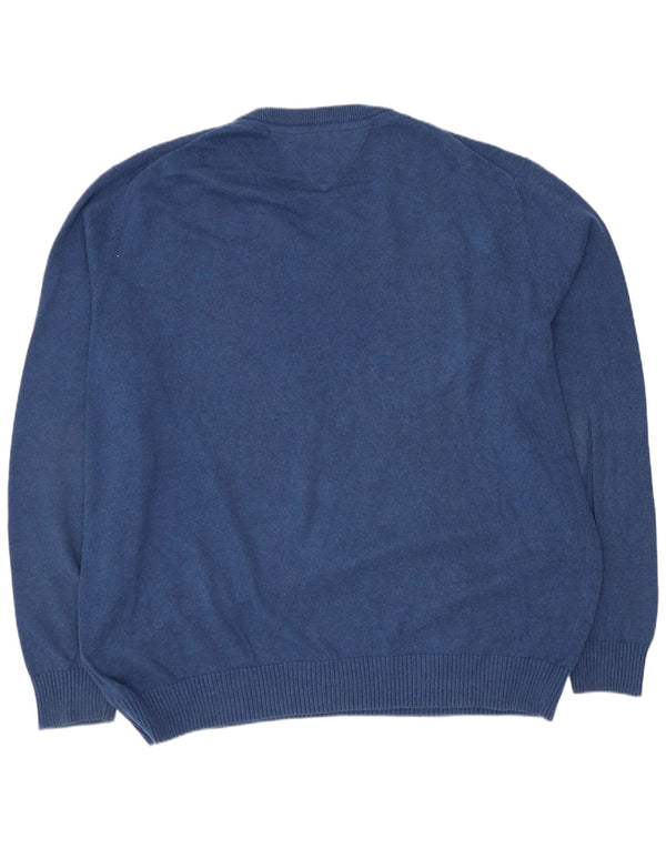Tommy Hilfiger Mens V-Neck Jumper Sweater XL Navy Blue Cotton