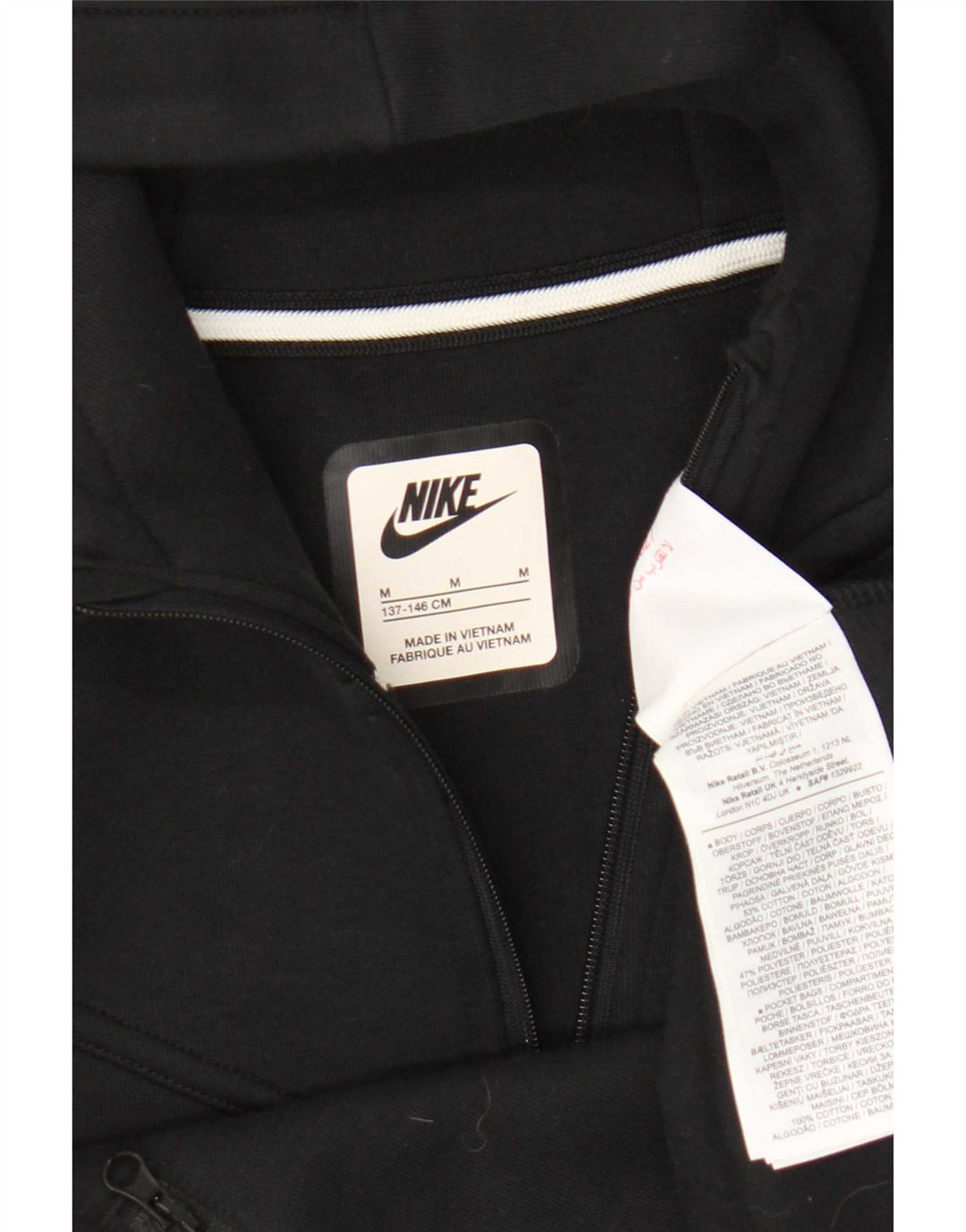Nike Boys Zip Hoodie Sweater 10-11 Years Medium Black Cotton