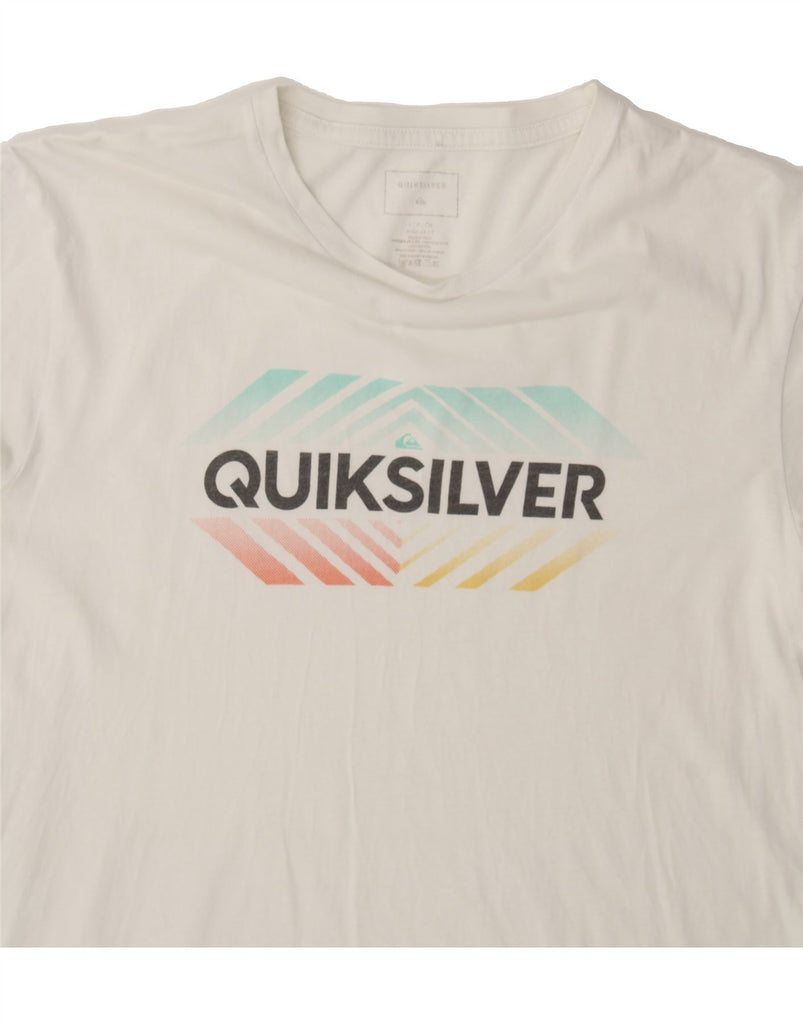 QUIKSILVER Mens Graphic T-Shirt Top Small White Cotton Vintage Quiksilver and Second-Hand Quiksilver from Messina Hembry 