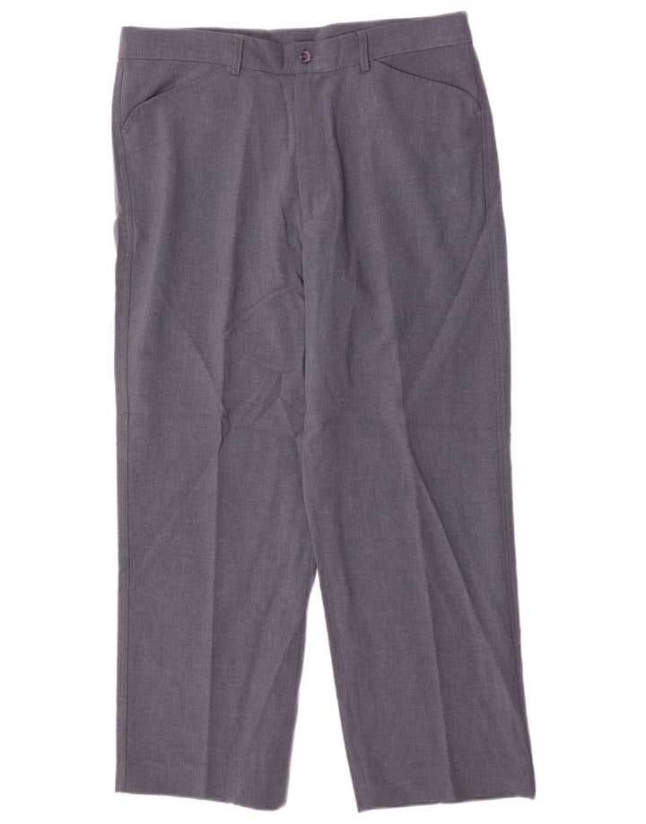 Farah Mens Straight Casual Trousers W36 L29 Blue Polyester