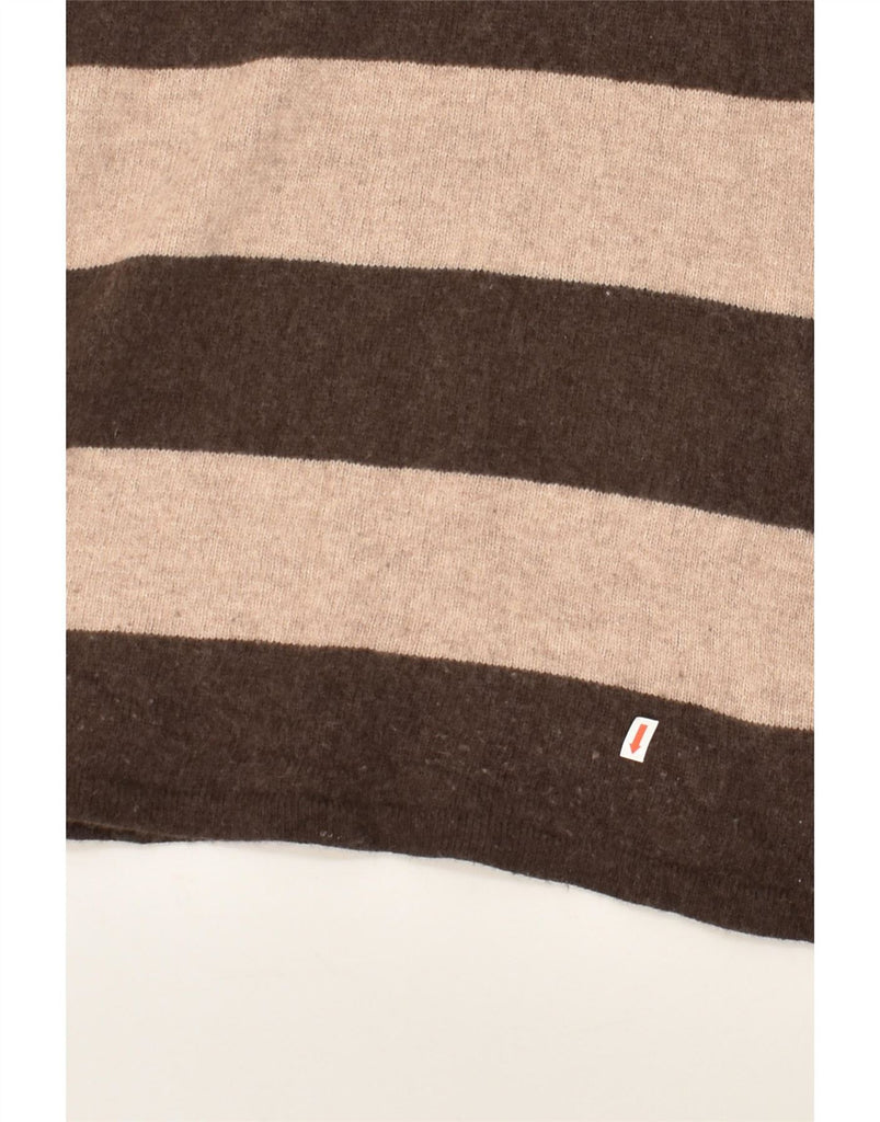 LA MARTINA Mens Polo Neck Jumper Sweater 2XL Brown Striped Viscose Vintage La Martina and Second-Hand La Martina from Messina Hembry 