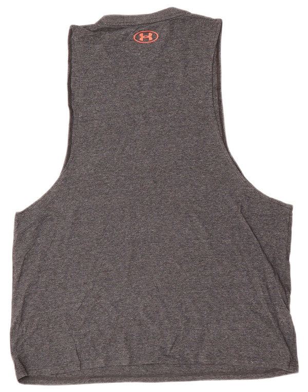 UNDER ARMOUR Mens Graphic Vest Top XL Grey Cotton