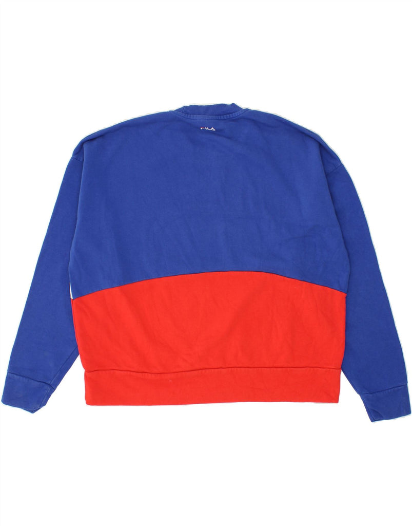 FILA Mens Graphic Sweatshirt Jumper Large Blue Colourblock Cotton | Vintage Fila | Thrift | Second-Hand Fila | Used Clothing | Messina Hembry 