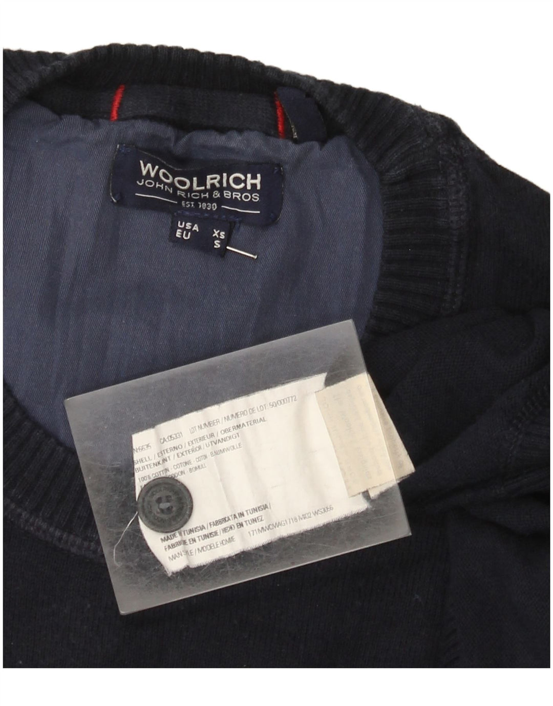 Woolrich Mens Crew Neck Jumper Sweater Small Navy Blue Cotton