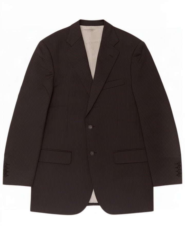 Marks & Spencer Mens 2 Button Blazer Jacket UK 38 Medium Black Pinstripe