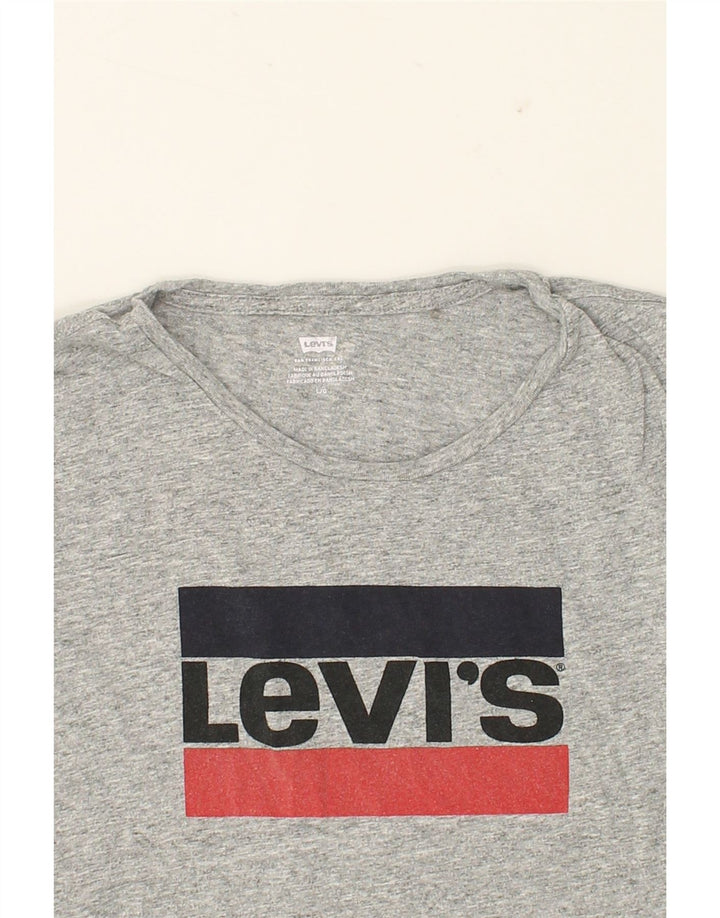 LEVI'S Womens Graphic T-Shirt Top UK 14 Large Grey Cotton Vintage Levi's and Second-Hand Levi's from Messina Hembry 