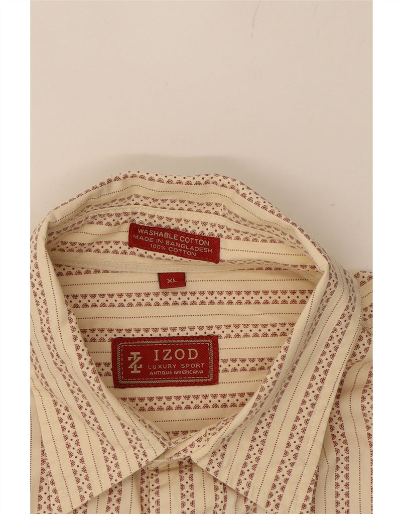 IZOD Mens Shirt XL Beige Striped Cotton Vintage Izod and Second-Hand Izod from Messina Hembry 