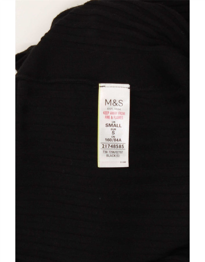 Marks & Spencer Womens Longline Open Cardigan Sweater UK 10 Small Black