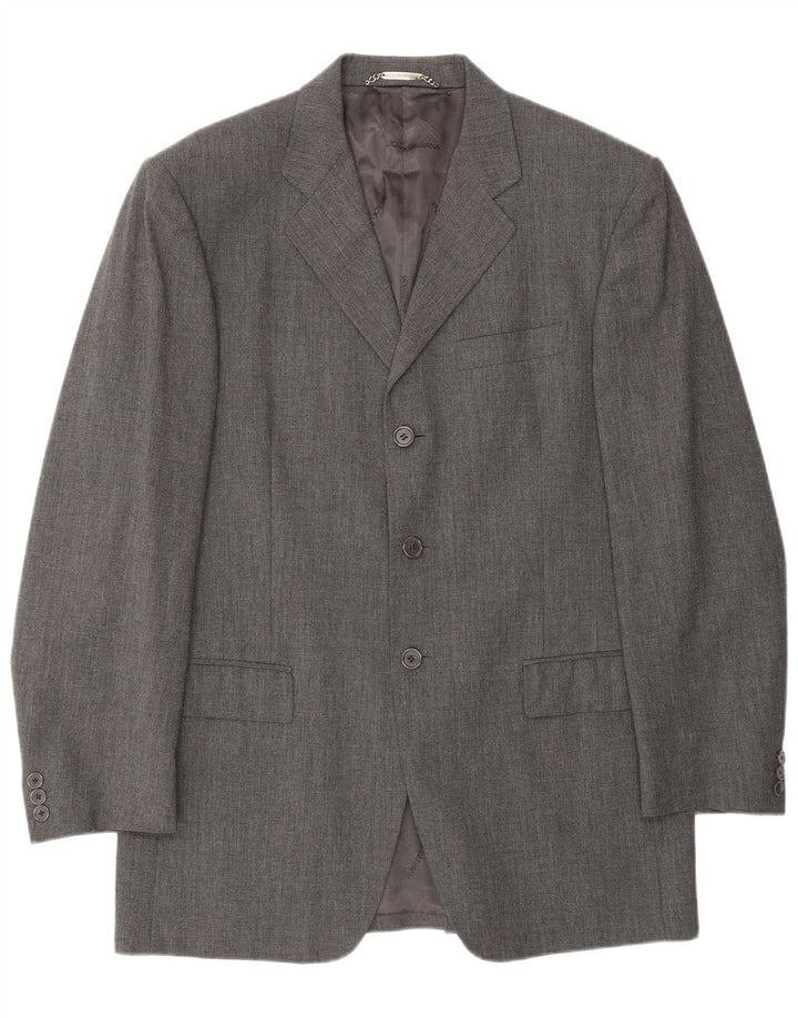 Dolce & Gabbana Mens 3 Button Blazer Jacket IT 50 Large Grey Viscose