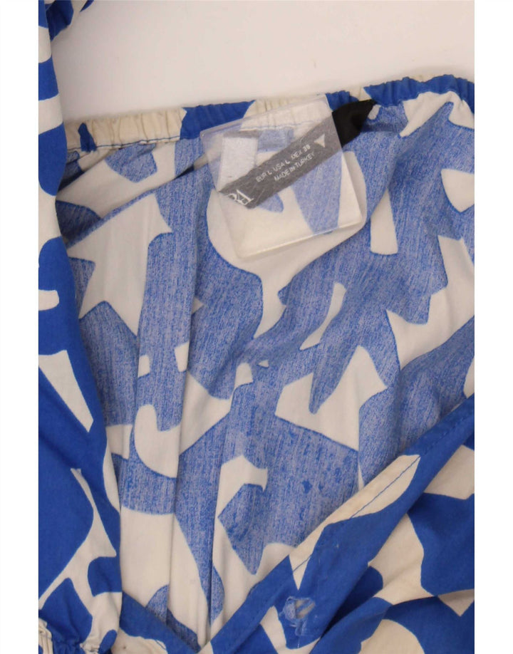 Zara Womens Abstract Pattern Ruffle Tiered Dress UK 14 Large Blue