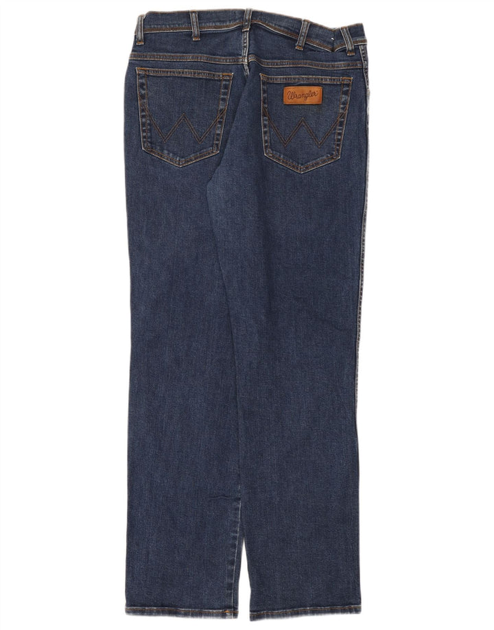 Wrangler Mens Texas Straight Jeans W36 L34 Navy Blue Cotton