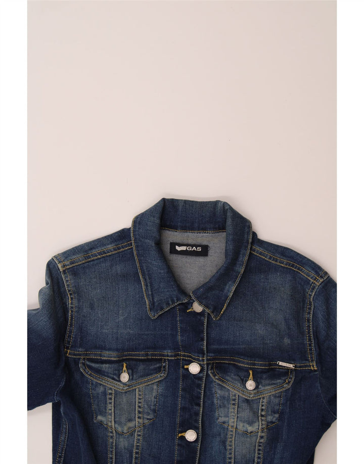 GAS Womens Denim Jacket UK 12 Medium Navy Blue Vintage Gas and Second-Hand Gas from Messina Hembry 