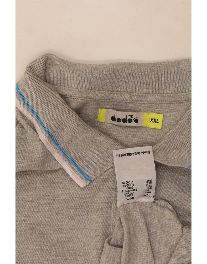 Diadora Mens Polo Shirt 2XL Grey Cotton