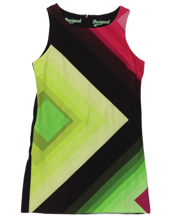 Desigual Womens Graphic Sheath Dress EU 42 Large Multicoloured Geometric