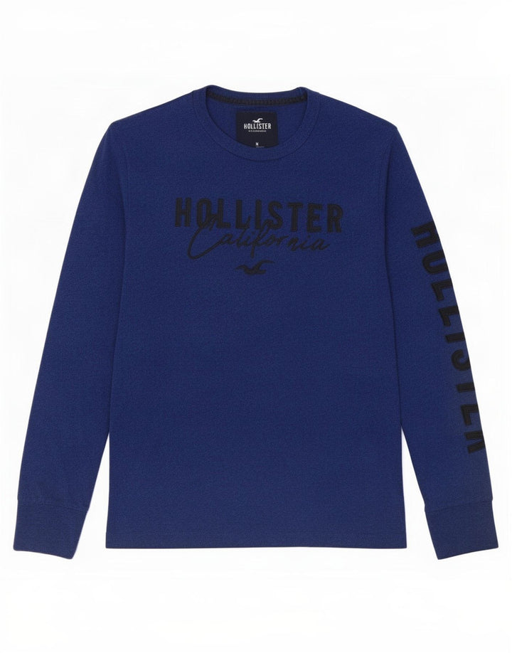 Hollister Mens Graphic Top Long Sleeve Medium Navy Blue Flecked