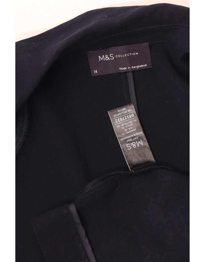 Marks & Spencer Womens 3/4 Sleeve Open Blazer Jacket UK 14 Medium Navy Blue