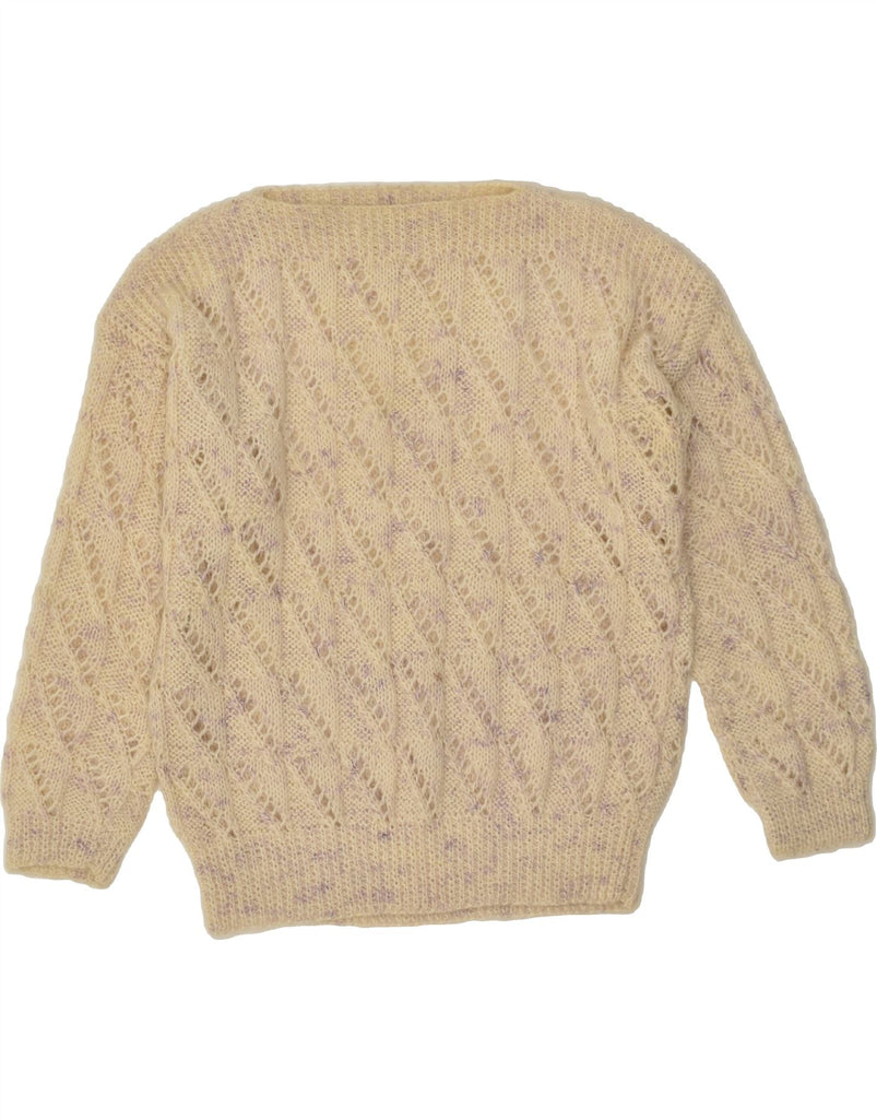 VINTAGE Womens Boat Neck Jumper Sweater UK 16 Large Beige | Vintage Vintage | Thrift | Second-Hand Vintage | Used Clothing | Messina Hembry 