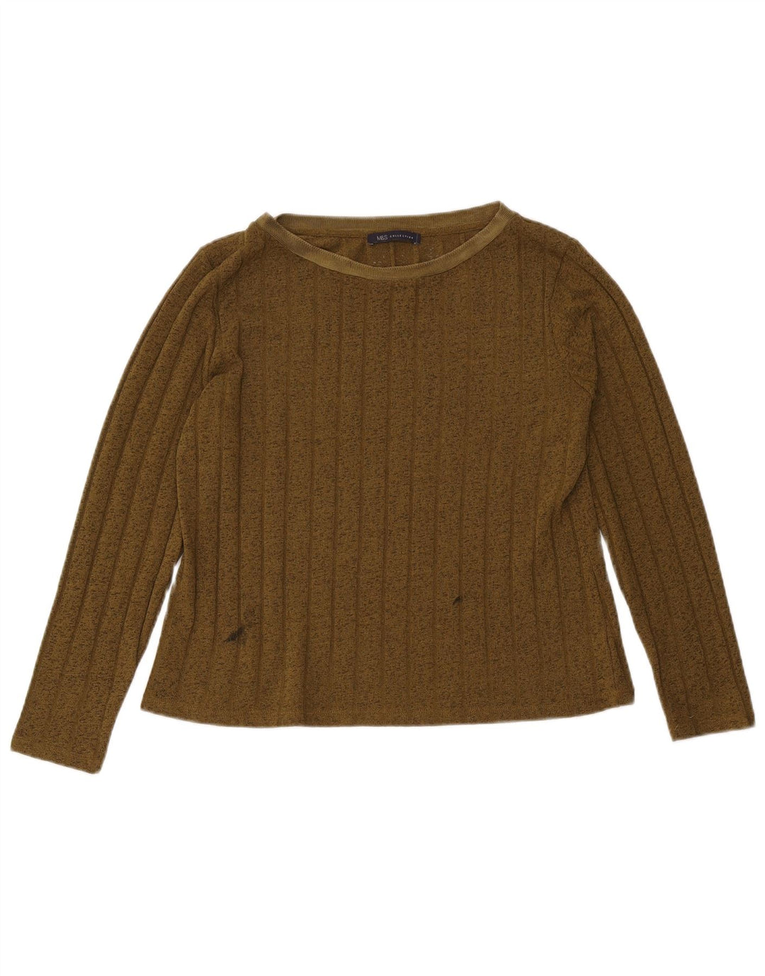 Marks & Spencer Womens Top Long Sleeve UK 12 Medium Khaki Polyester