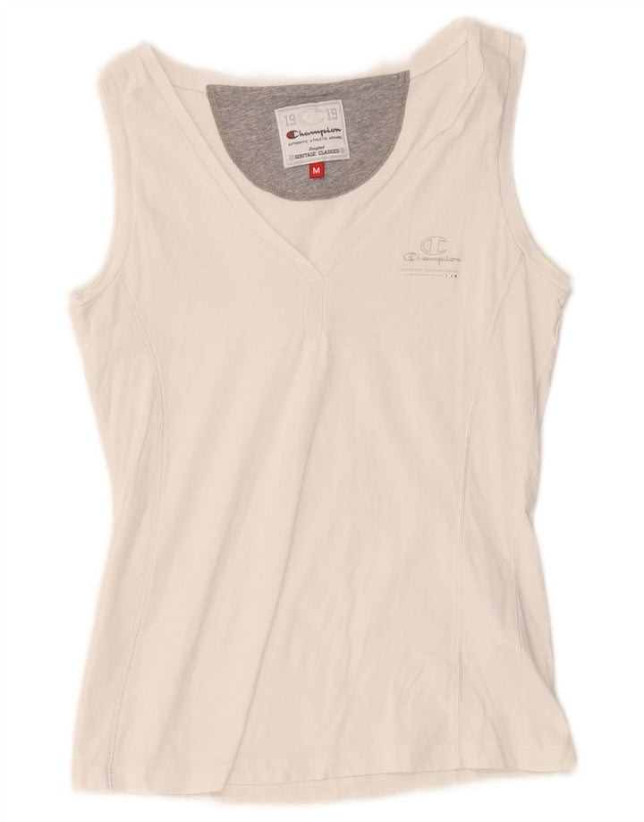 Champion Womens Heritage Classics Vest Top UK 12 Medium White Cotton