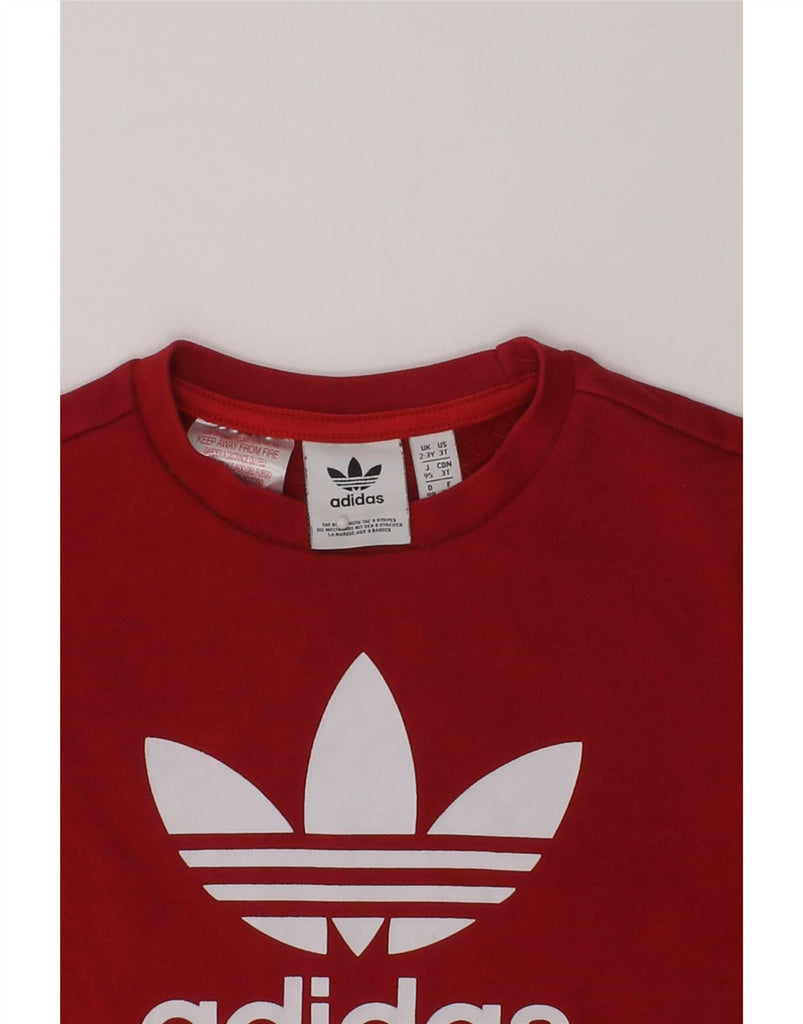 ADIDAS Girls Graphic Sweatshirt Jumper 2-3 Years Red Cotton | Vintage Adidas | Thrift | Second-Hand Adidas | Used Clothing | Messina Hembry 