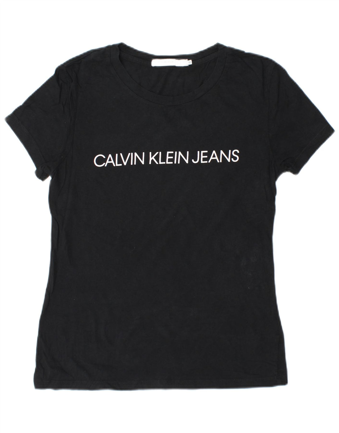 CALVIN KLEIN JEANS Womens Graphic T-Shirt Top UK 12 Medium Black Cotton