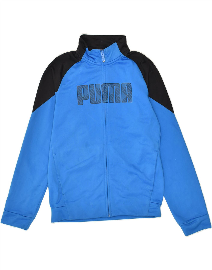 PUMA Boys Graphic Tracksuit Top Jacket 11-12 Years Medium Blue Colourblock | Vintage Puma | Thrift | Second-Hand Puma | Used Clothing | Messina Hembry 