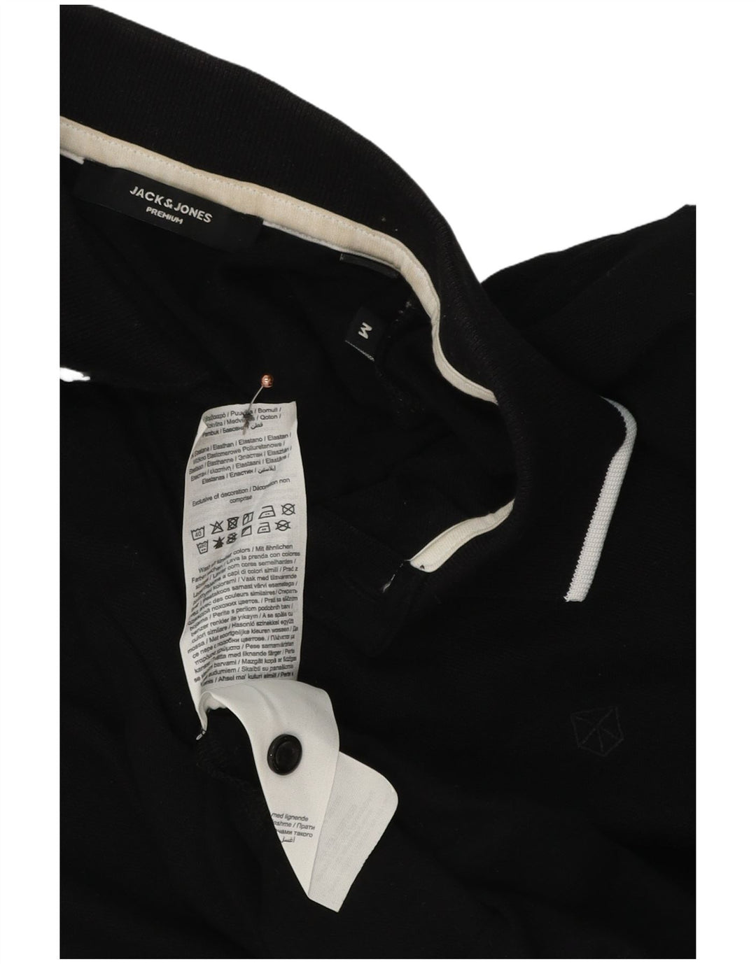 Jack & Jones Mens Polo Shirt Medium Black Cotton