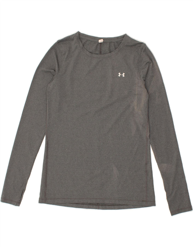 UNDER ARMOUR Womens Top Long Sleeve UK 10 Small Grey Spotted Polyester | Vintage Under Armour | Thrift | Second-Hand Under Armour | Used Clothing | Messina Hembry 