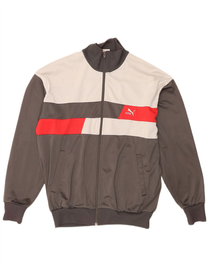 Puma Mens Tracksuit Top Jacket Medium Grey Colourblock Polyester