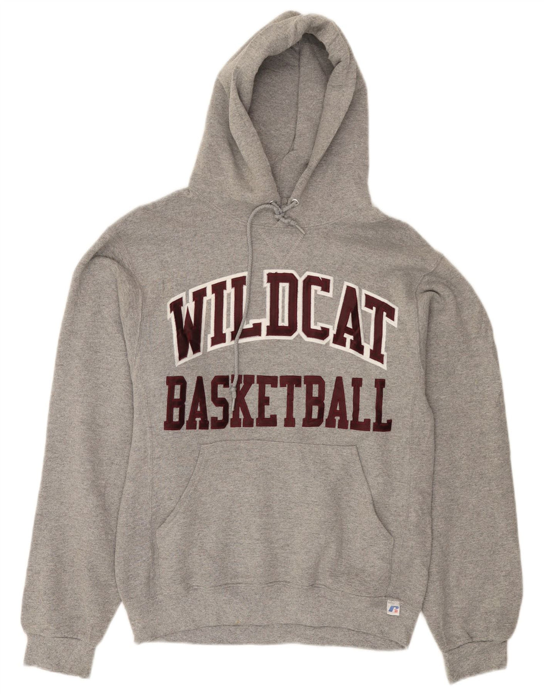 RUSSELL ATHLETIC Mens Wildcats Graphic Hoodie Jumper Small Grey Flecked