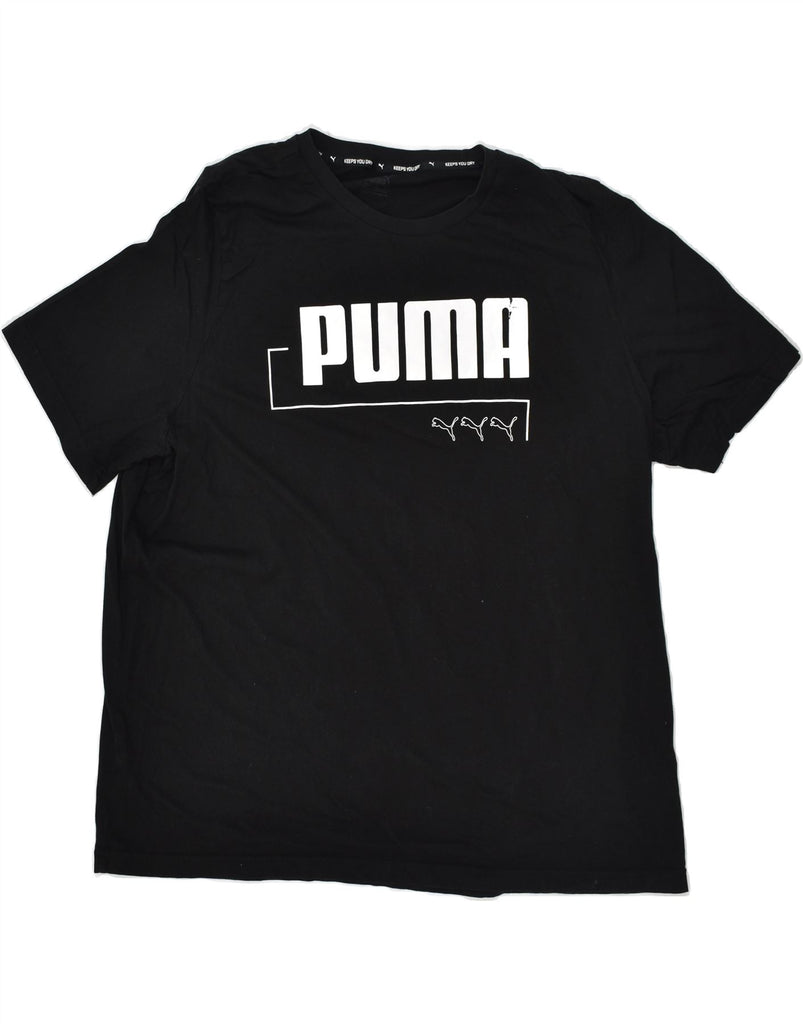 PUMA Mens Graphic T-Shirt Top 2XL Black Cotton | Vintage Puma | Thrift | Second-Hand Puma | Used Clothing | Messina Hembry 