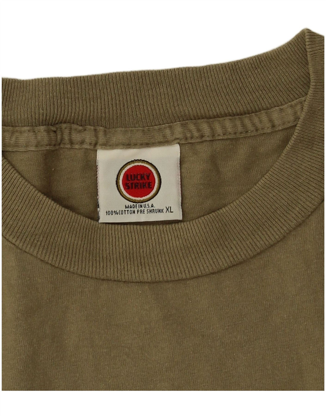 Lucky Strike Mens T-Shirt Top XL Khaki Cotton