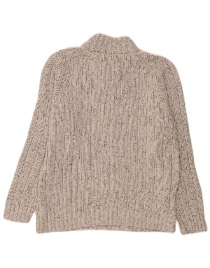 Marks & Spencer Mens Zip Neck Jumper Sweater Large Grey Flecked Acrylic