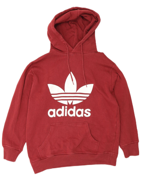 Adidas Mens Graphic Hoodie Jumper Medium Burgundy Cotton