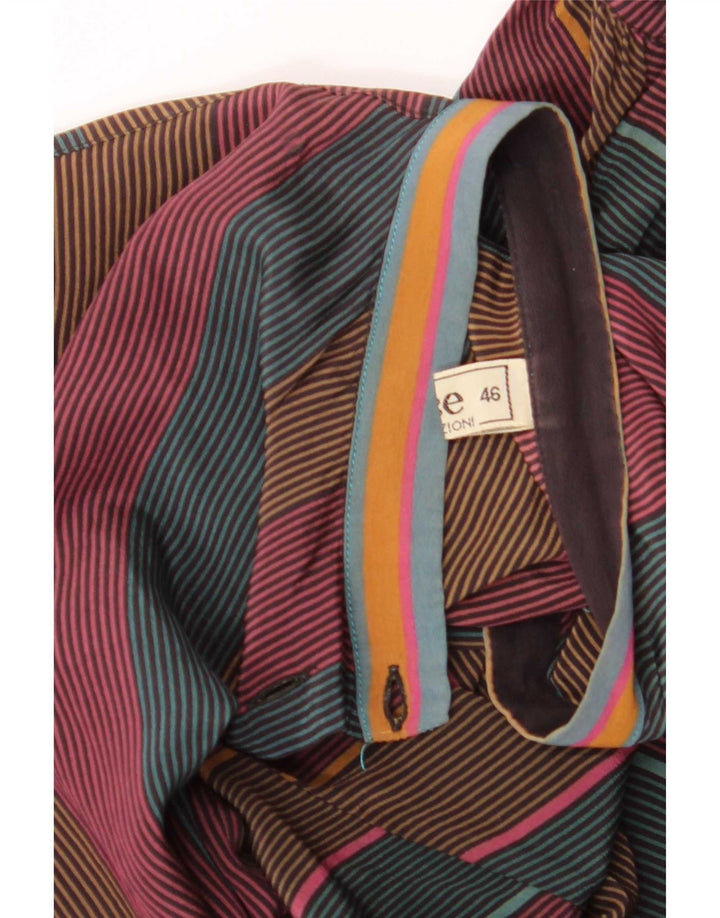 Vintage Womens Shirt Blouse IT 46 Large Multicoloured Striped Acetate