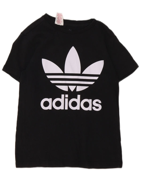 Adidas Boys Graphic T-Shirt Top 11-12 Years Black Cotton